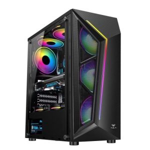Casing PC Gaming AULA FZ012 ATX dengan 3 Fan RGB, Desain Modern dan Stylish