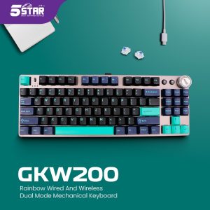 Keyboard Gaming Mekanik GKW200 RGB 2.4G Wireless dengan Dual Mode dan Desain Modern